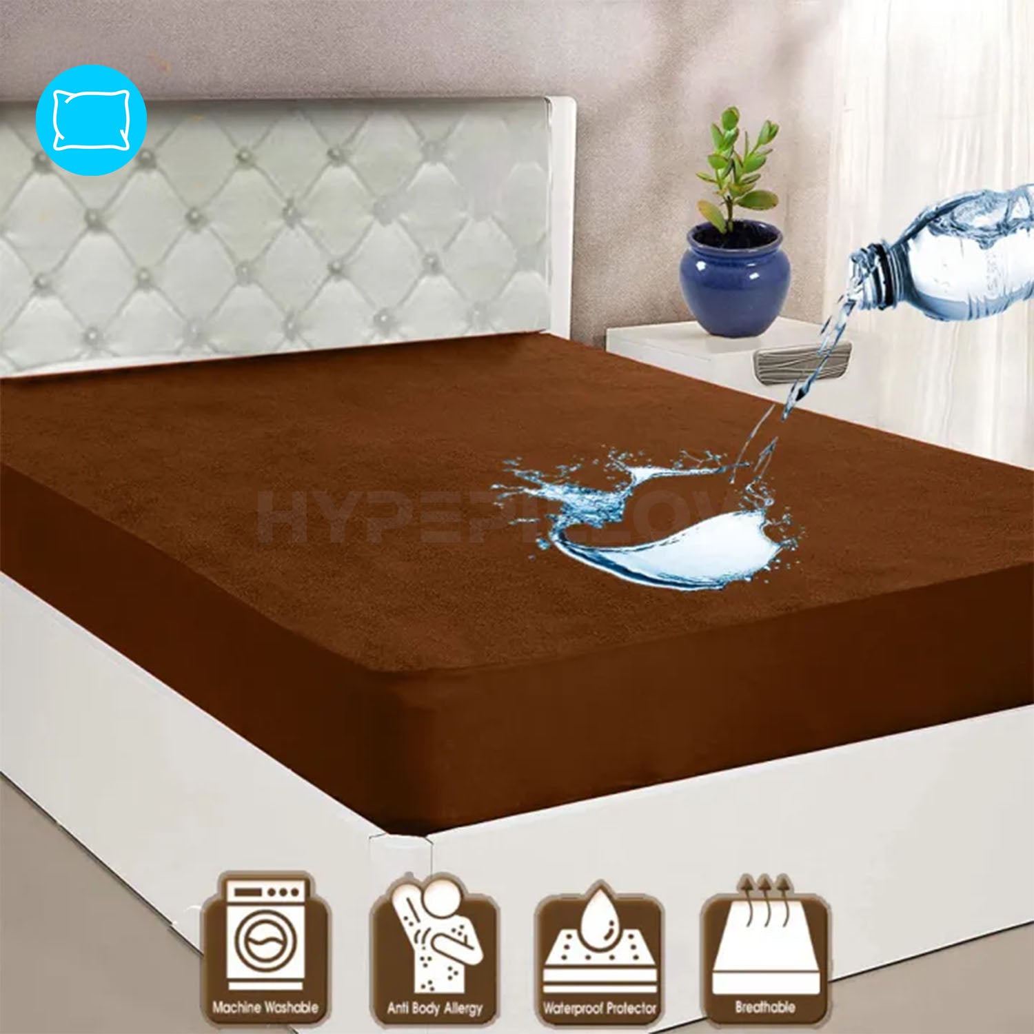 Premium Terry Waterproof Mattress Protector-Brown