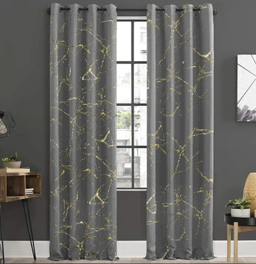 Luxury Brown Velvet Curtains with Gold Texture Design – Blackout & Insulated Grommet Drapes for Living Room & Bedroom