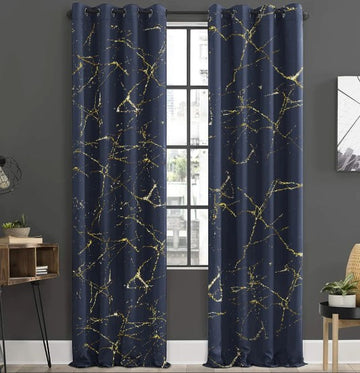 Luxury Brown Velvet Curtains with Gold Texture Design – Blackout & Insulated Grommet Drapes for Living Room & Bedroom