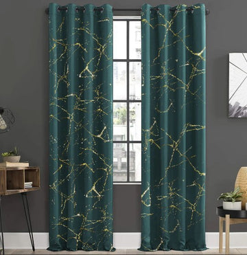 Luxury Brown Velvet Curtains with Gold Texture Design – Blackout & Insulated Grommet Drapes for Living Room & Bedroom