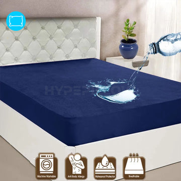 Premium Terry Waterproof Mattress Protector-Navy Blue