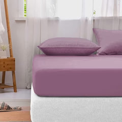 Cotton Fitted Bedsheet with 2 Pillow Covers – Elastic Deep Pocket, Soft & Breathable