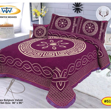 Luxury 4B Belgium Velvet Bedsheet Set – King Size | Winter Warm & Soft | 96x96 Inches with Pillow Covers