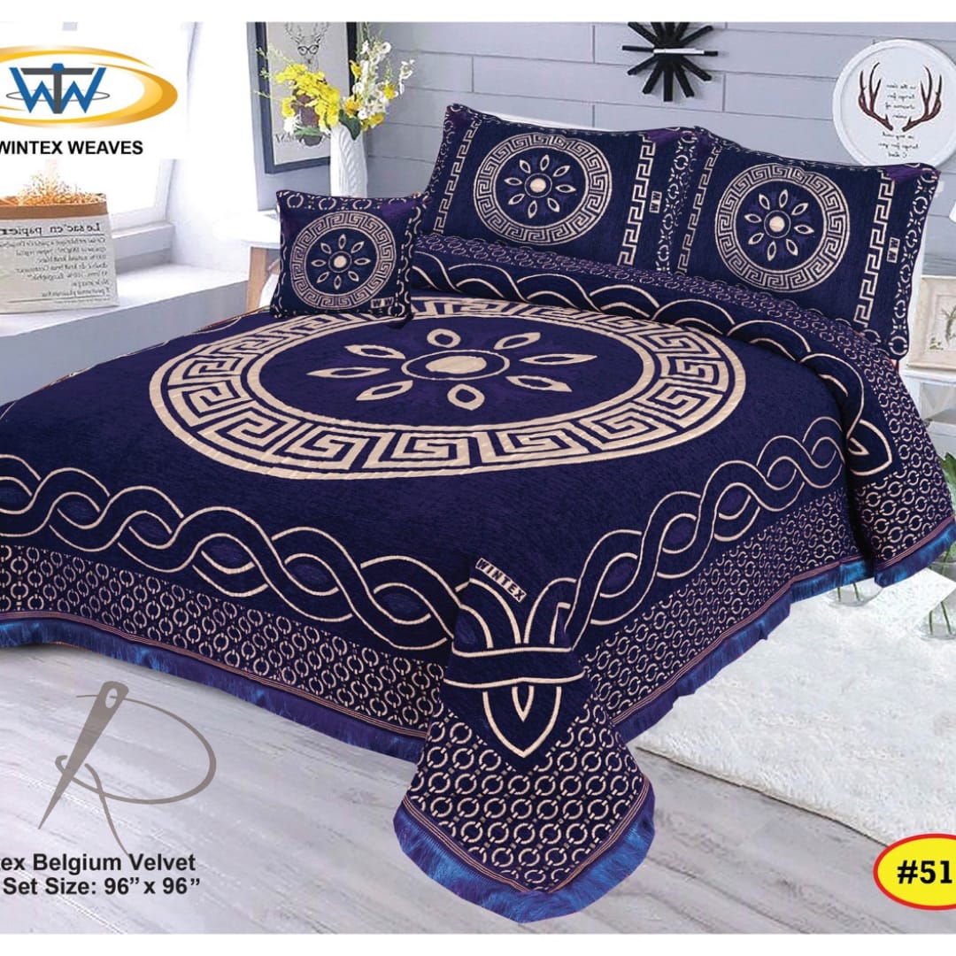 Luxury 4B Belgium Velvet Bedsheet Set – King Size | Winter Warm & Soft | 96x96 Inches with Pillow Covers