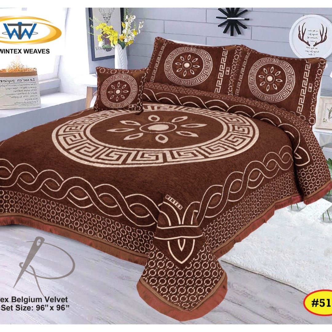 Luxury 4B Belgium Velvet Bedsheet Set – King Size | Winter Warm & Soft | 96x96 Inches with Pillow Covers