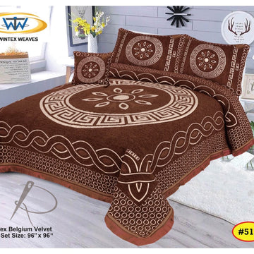 Luxury 4B Belgium Velvet Bedsheet Set – King Size | Winter Warm & Soft | 96x96 Inches with Pillow Covers