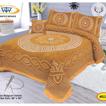 Luxury 4B Belgium Velvet Bedsheet Set – King Size | Winter Warm & Soft | 96x96 Inches with Pillow Covers