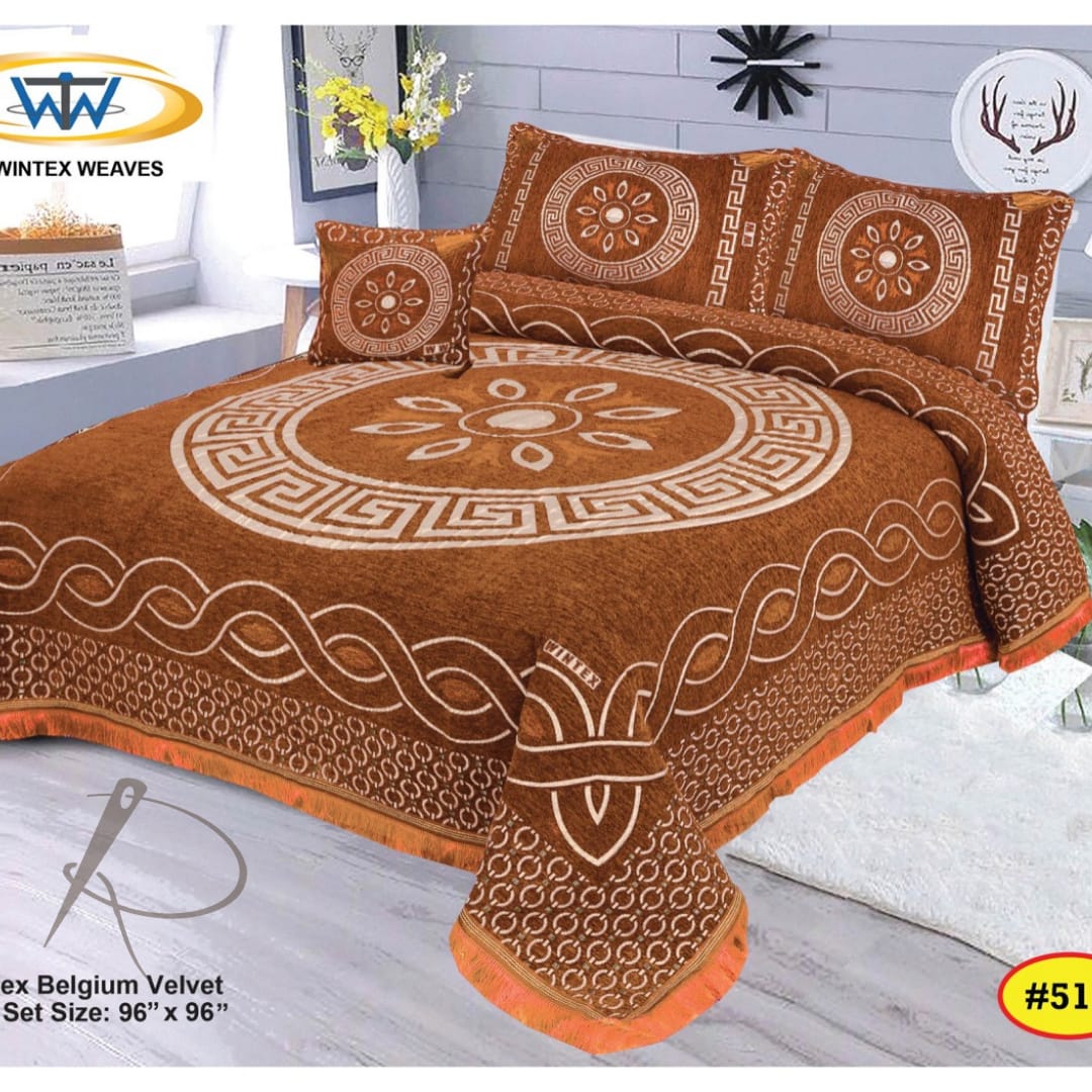 Luxury 4B Belgium Velvet Bedsheet Set – King Size | Winter Warm & Soft | 96x96 Inches with Pillow Covers