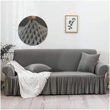 Sofa Elegance-brownTurkish Mesh Sofa Cover – Stretchable, Elegant & Wrinkle-Free Slipcover